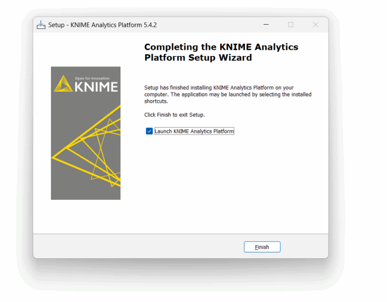 Instalação Windows Knime Analytics Platform - Final da Instalação